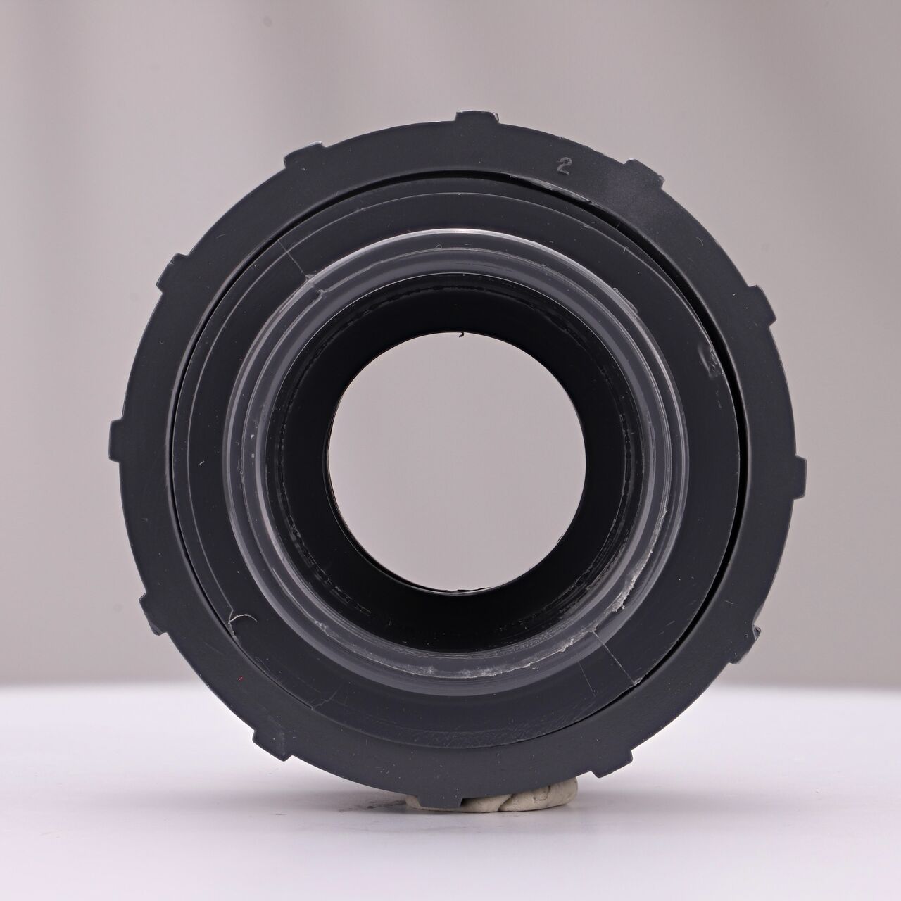 The inside of the NDS 1-1/4 in. PVC Union which allows water to flow through while preventing leaks and made of durable PVC plastic (NDS U-1250-S)
