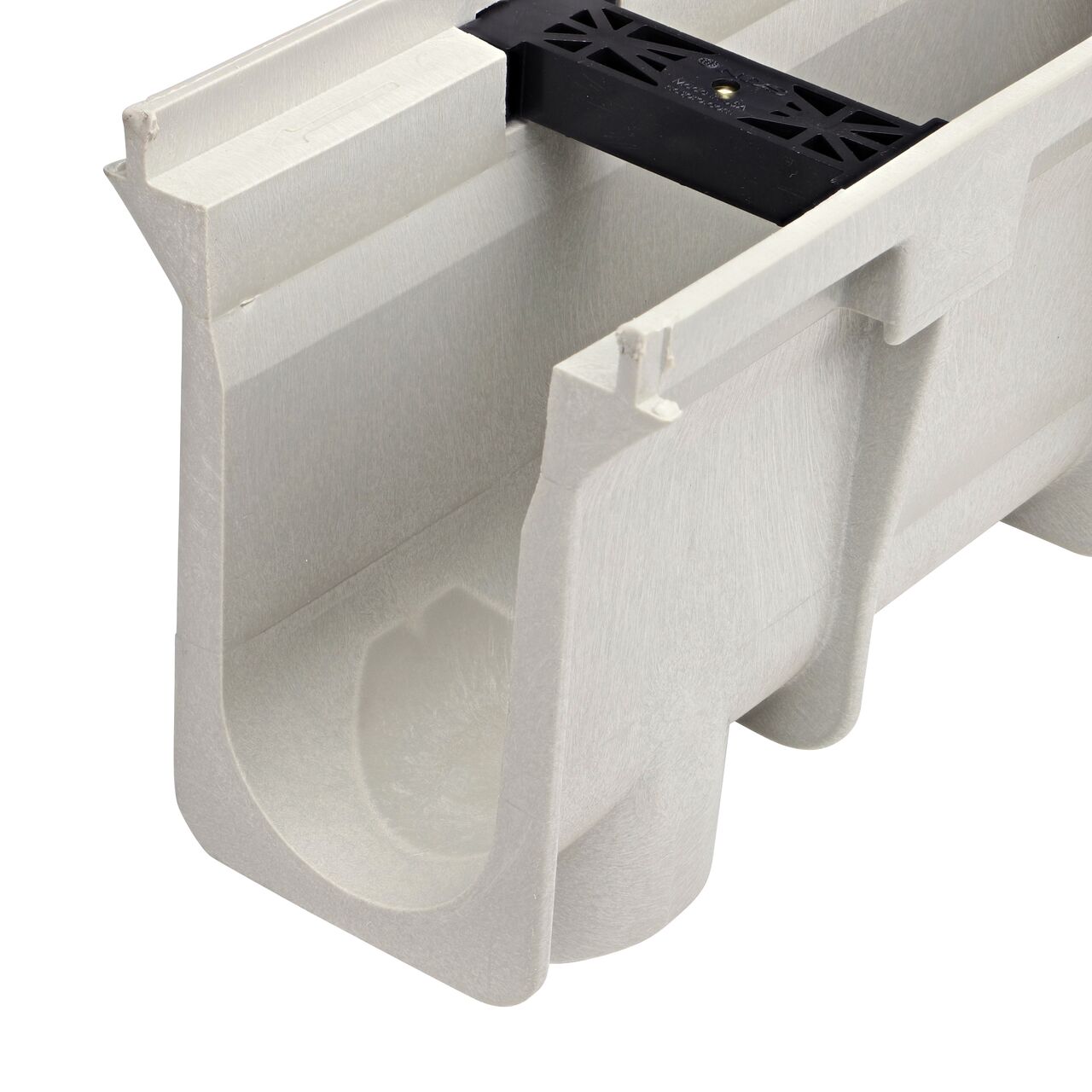 Closeup View of the NDS Dura Slope Channel, 7.36 in. to 7.69 in. Deep, with tongue joints facing camera (NDS DS-101)