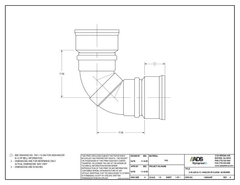 12" HP Elbow - 90 Degree Nyloplast Detail