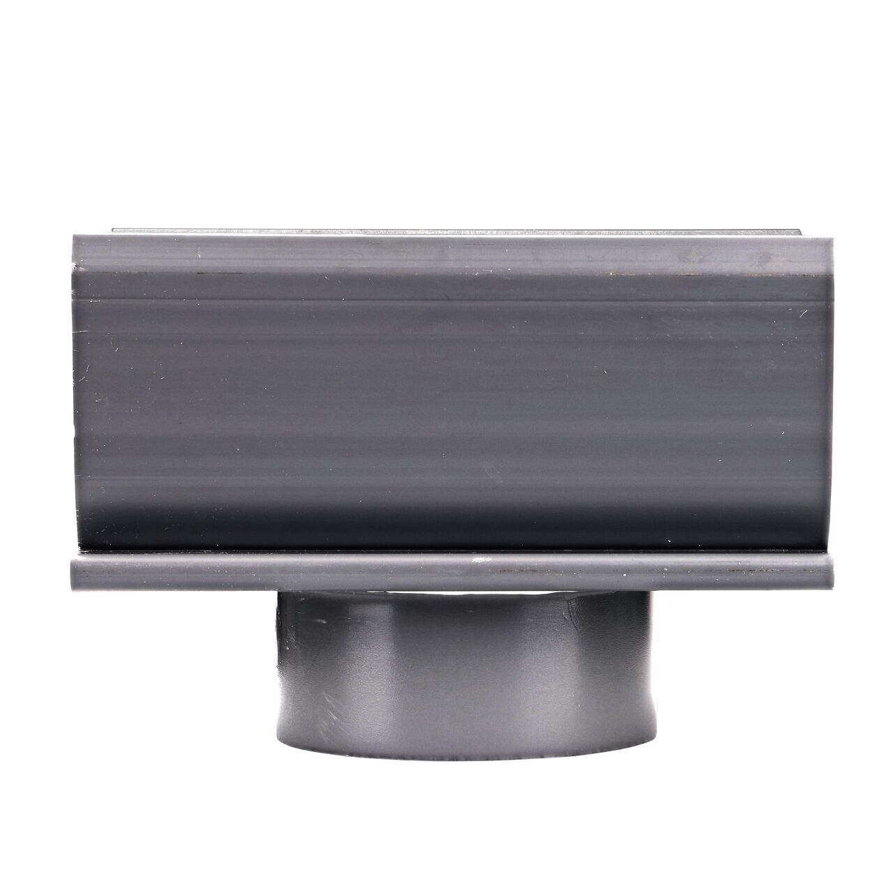 Side view of the Spee-D® Channel Drain Bottom Outlet Assembly showing the length of the drain accessory for the Spee-D Channel Drain System and the outside of the bottom outlet (NDS 2351*, NDS 2351)