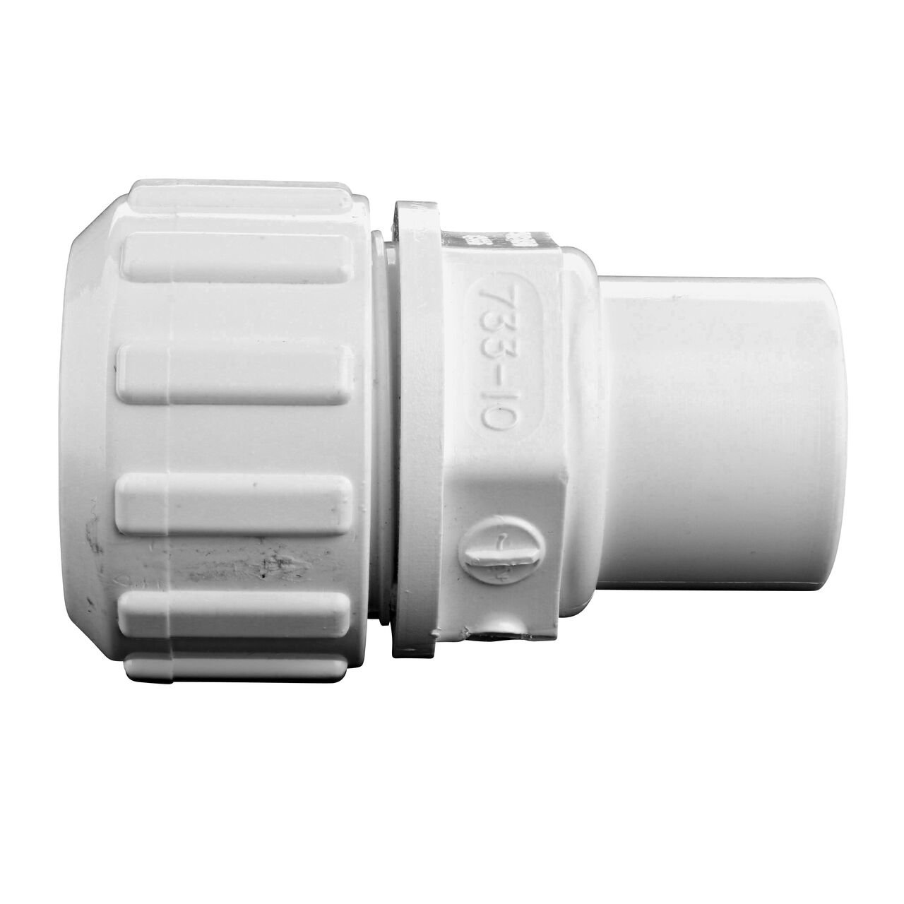 Side View of the NDS 1 in. IPS Spigot X SDR-9 CTS Flo-Lock™ Gripper Adapter (NDS 733-10) which transports water through pipes.