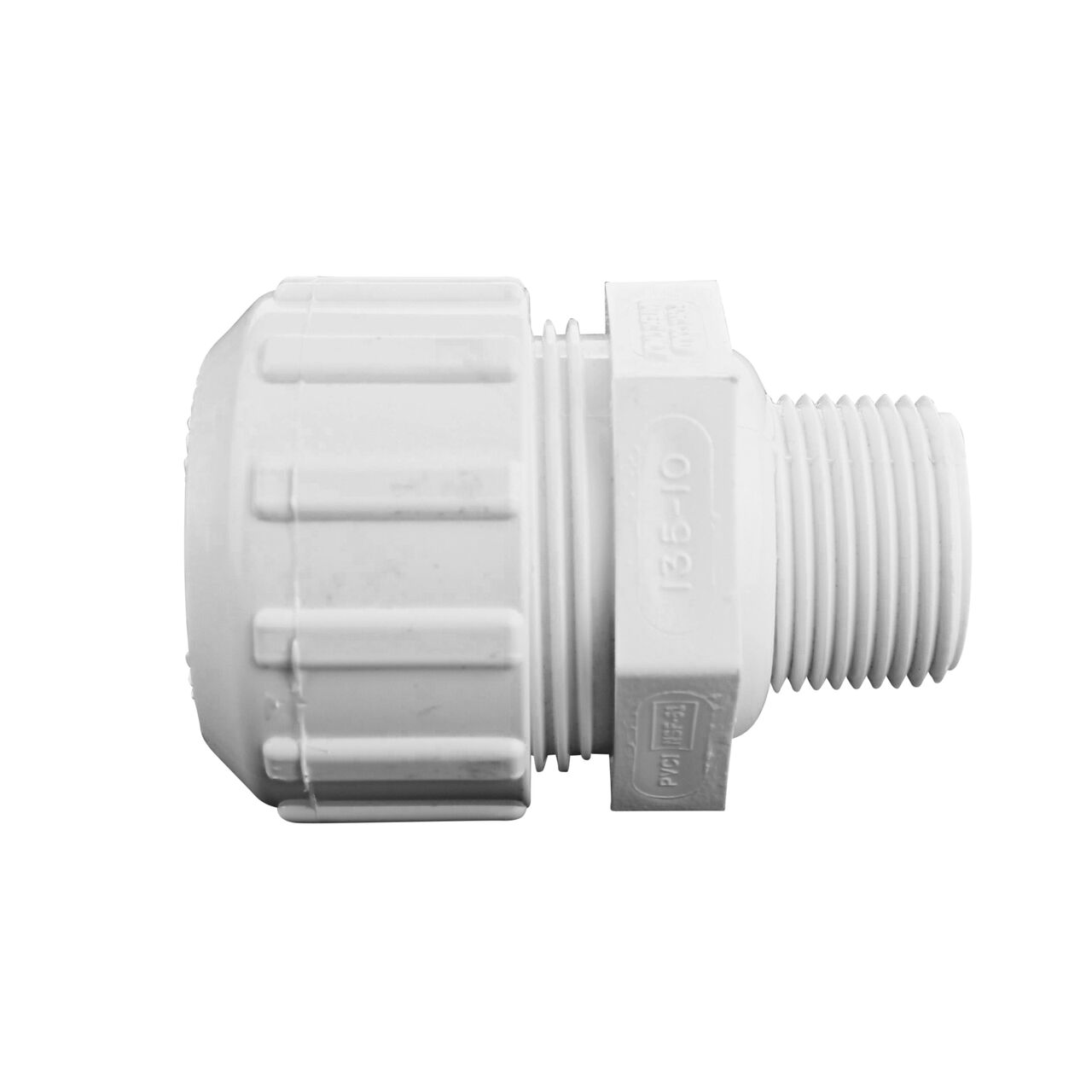 Side View of the NDS 1 in. Flo Lock Gripper Adapter (NDS 135-10) which transports water through pipes
