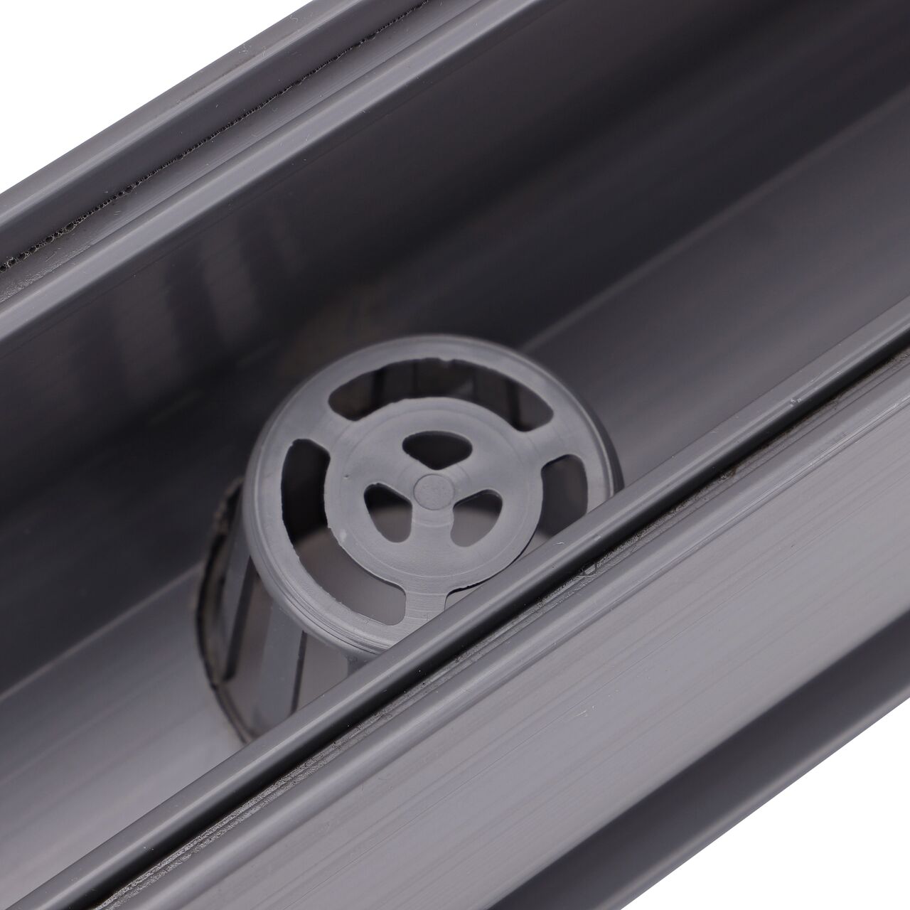 Closeup of the atrium stariner of the NDS Mini Chanel Drain Bottom Outlet (NDS 550)