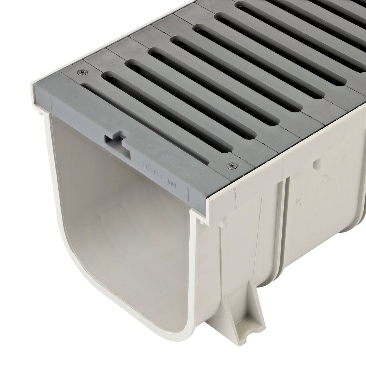 The 8 in. Pro Series Channel, Deep Profile has a grate seat for the 8 in. Pro Series Load Star Glass-Reinforced Nylon Channel Drain Grate