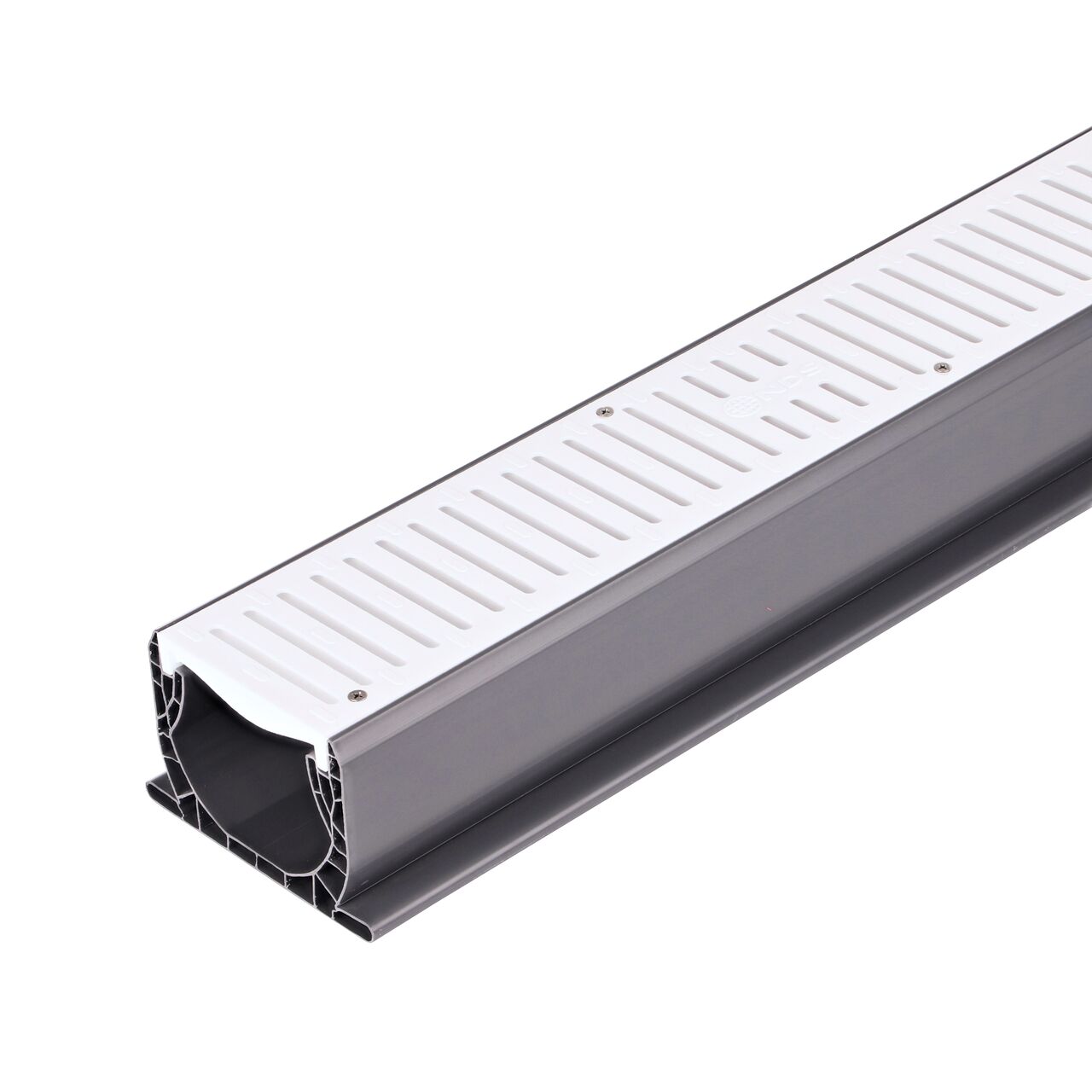 The NDS Spee-D® Channel Drain Grate in White Plastic (NDS 240) fits on the NDS Spee-D® Channel Drain