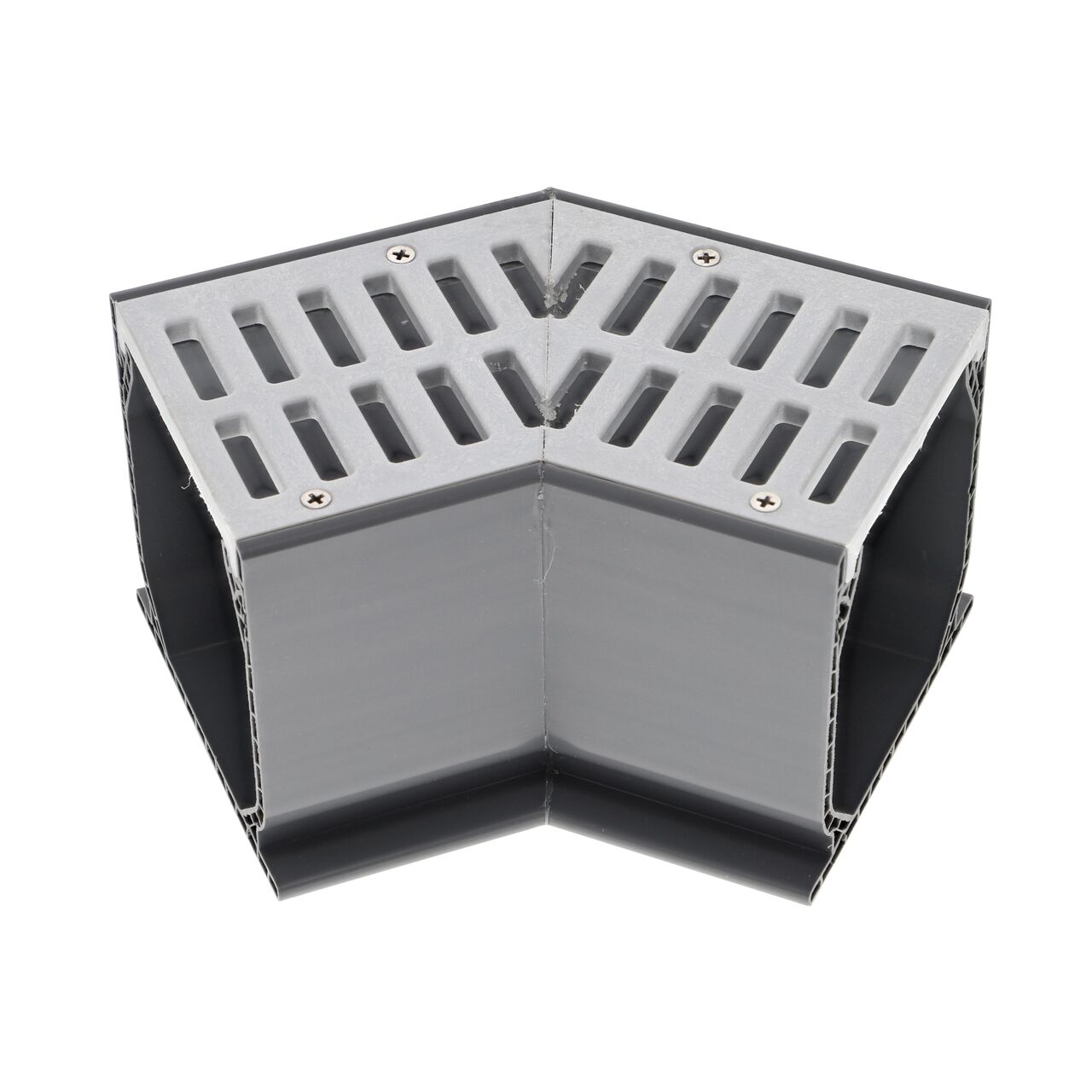 Alternate view of the NDS Gray Mini Channel™ Drain 45 Degree Elbow and Grate (NDS 5300)