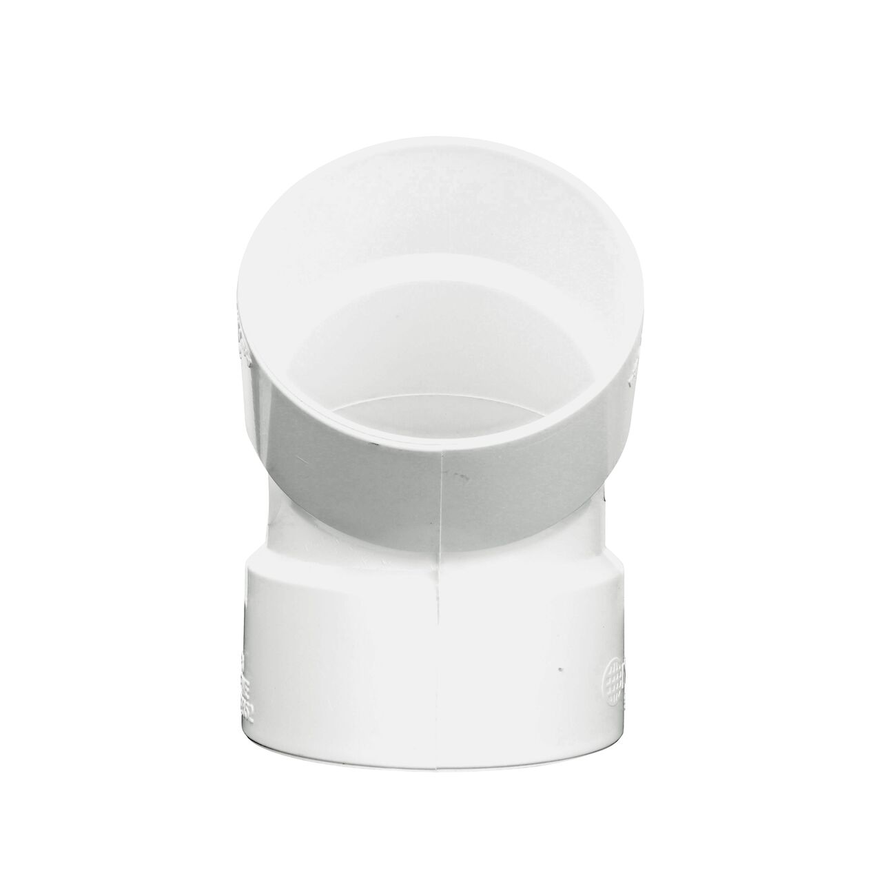 Side view of the NDS 3 in. PVC Sewer and Drain 45° Elbow (NDS 3P03RTL, NDS 3P03*, NDS 3P03)