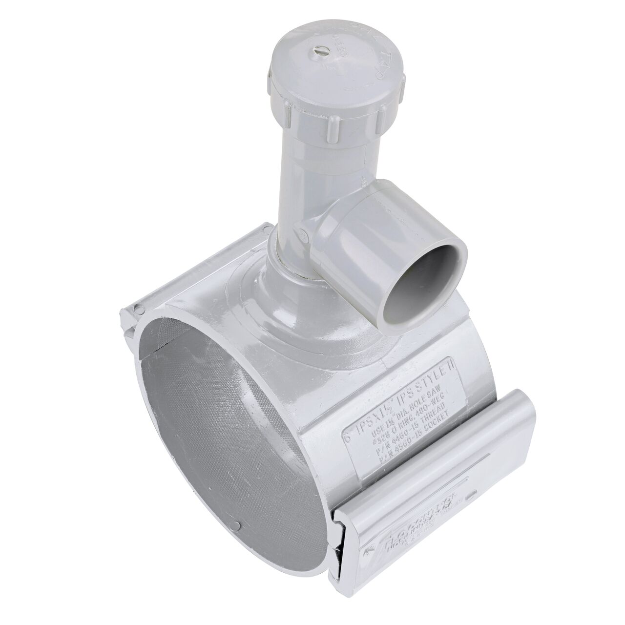 Patented wedge design saves installation time by eliminating need to bolt saddle onto pipe on the 6 in. NDS Flo-Tap™ Rigid PVC saddle with 1-1/2 in. socket or 2 in. spigot (NDS 3260)