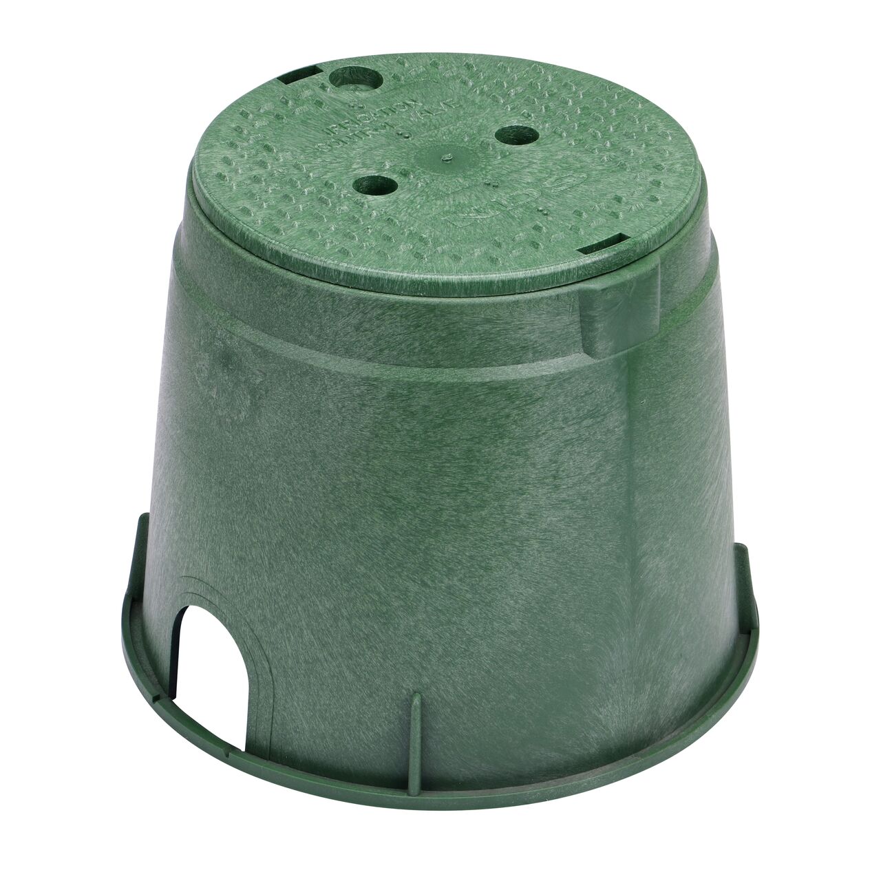 The NDS 10 in. Round Standard Series Valve Box and Cover is an 10 in. high Green Box and Green Cover with Irrigation Control Valve markings on the lid (NDS 112BC) protect underground irrigation and sprinkler system components and keep them out of sight