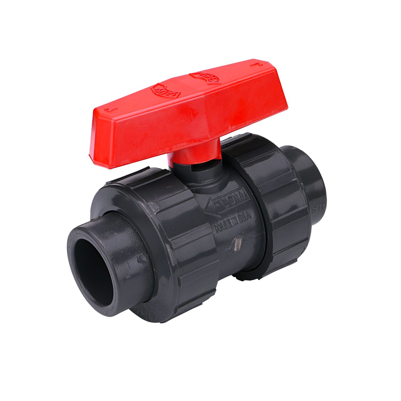 1 in. PVC Slip & Threaded True Union Ball Valve (NDS BTU-1000-E) is a leak-resistant valve that connects two 1 in. Sch. 80 pipes in an irrigation or other pressurized system to prevent costly property damage, pipe corrosion, and system issues