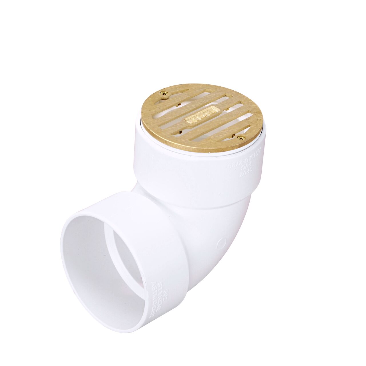 NDS 3 in. Round Grate with Collar installed on 3 in. Sewer and Drain Fitting, or Elbow (NDS 909B*, NDS 909B)