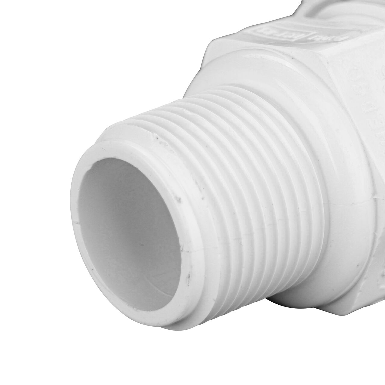 Closeup of the Threaded MPT connection end on the NDS 3/4 in. Flo-Lock Gripper Adapter (NDS 730-07)