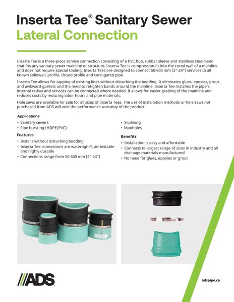 Inserta Tee Sanitary Sewer Lateral Connection