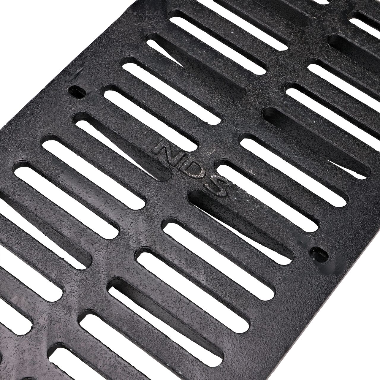 Angled View of the Ductile Iron 12 in. Pro Series Channel Drain Grate