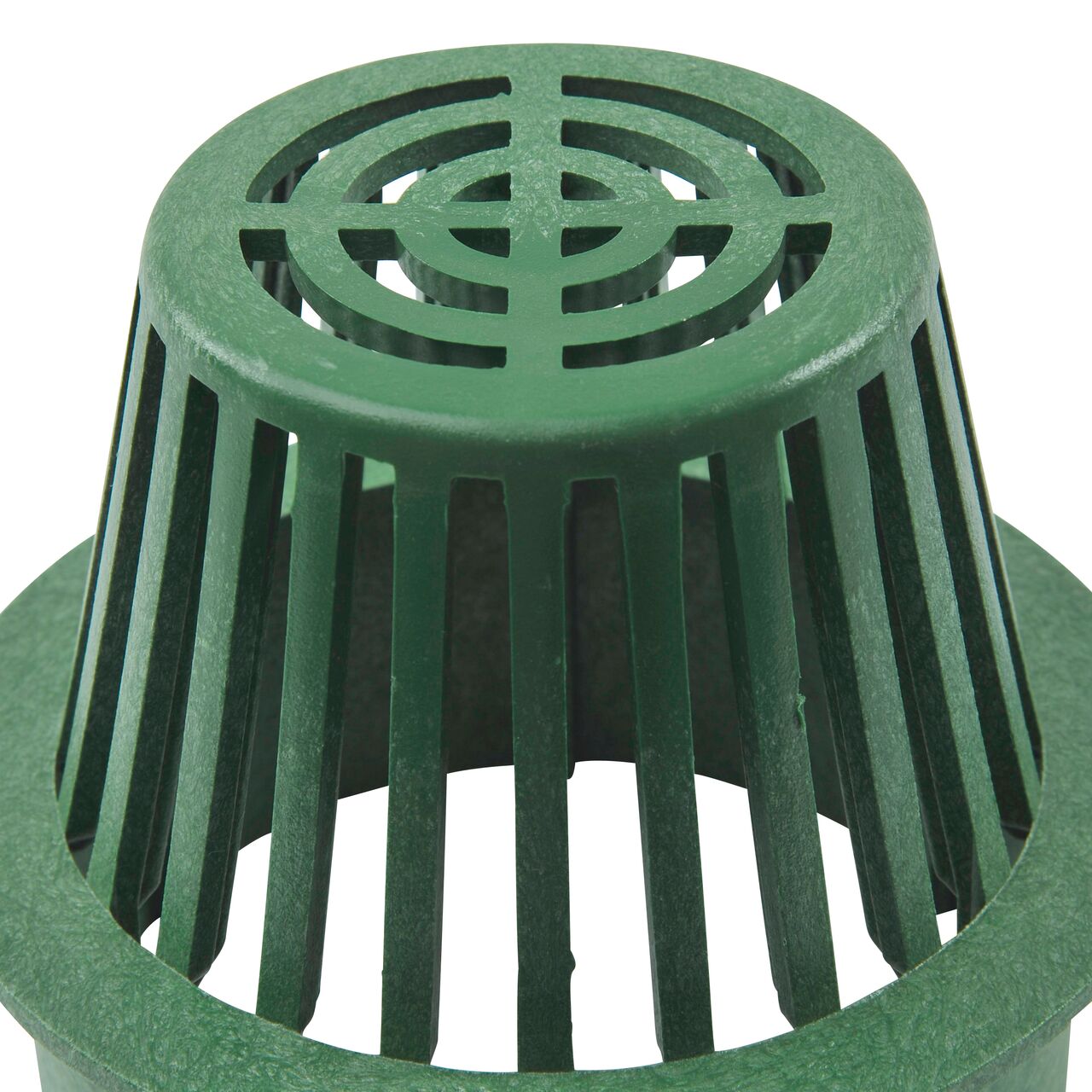 Closeup of the grate design on the NDS 6 in. Atrium Grate made of green plastic (NDS 80*, NDS 80)