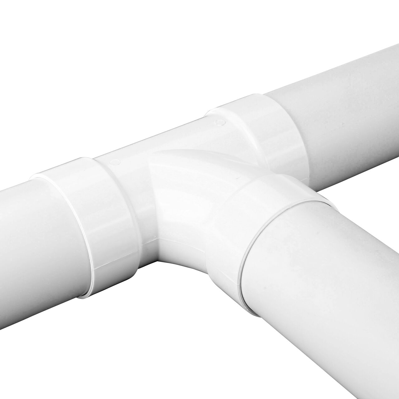 The NDS 4 in. PVC Sewer and Drain 3-Way Sanitary Tee (NDS 4P09C*, NDS 4P09*, NDS 4P09) with 4 in. S&D pipe attached to all three connection points