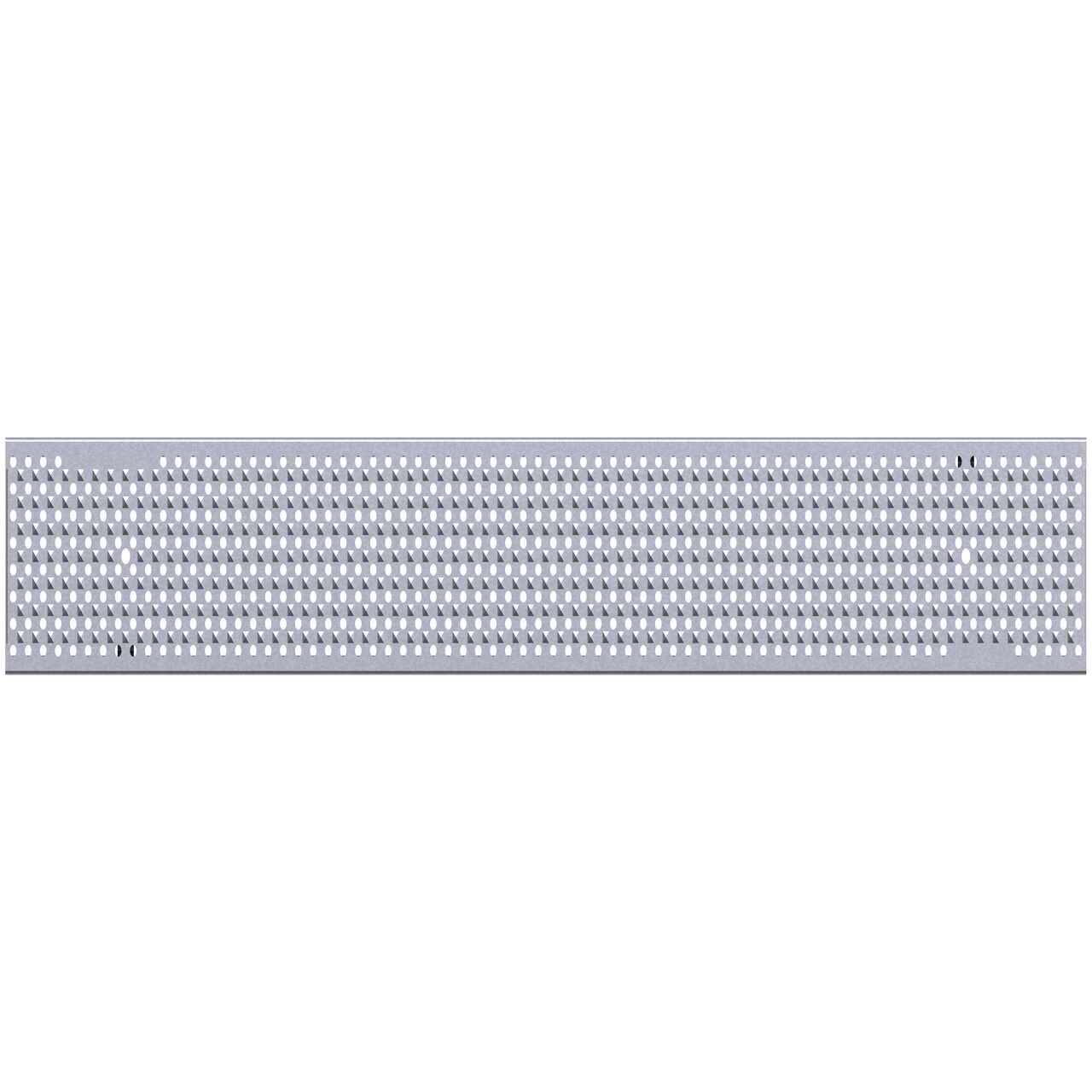 Full top down view of the class C perforated design galvanized steel BG-FILCOTEN® 100 Trench Drain Grate (NDS 17010228)