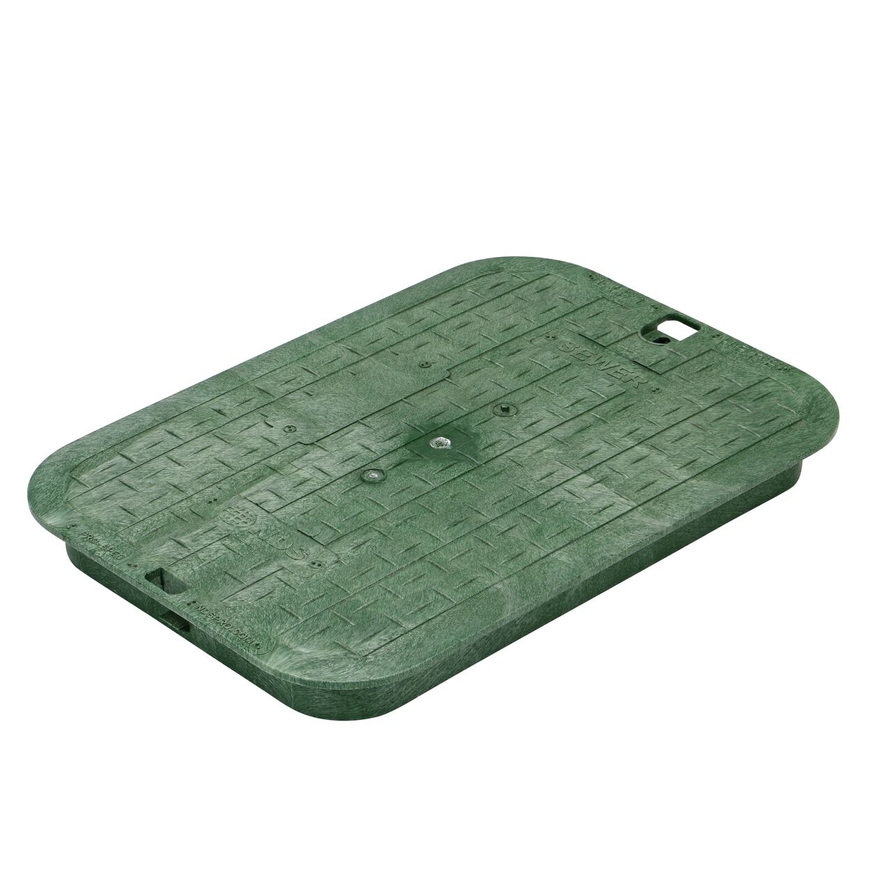 This NDS 13 in. X 20 in. Rectangular Pro-Spec® Series Valve Box Cover is a Green Cover with Sewer markings on the lid (NDS 317CS) and fits NDS Pro-Spec® Series 13 in. X 20 in. valve boxes