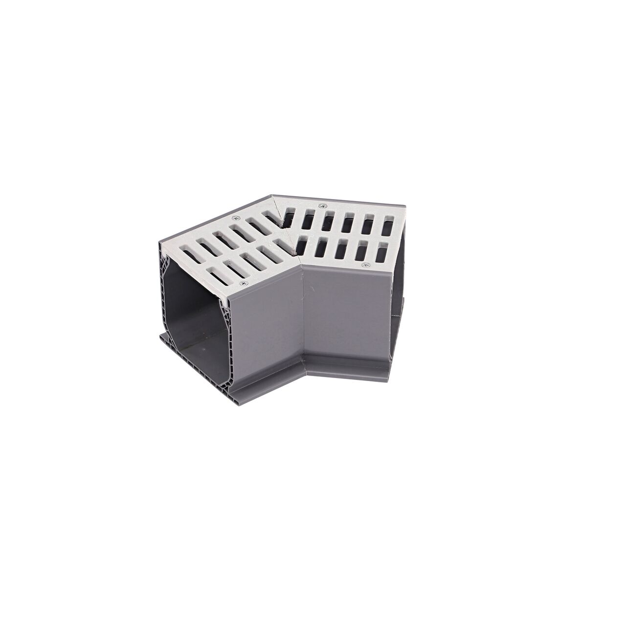 Uninstalled NDS Gray Mini Channel™ Drain 45 Degree Elbow and Grate (NDS 5300)