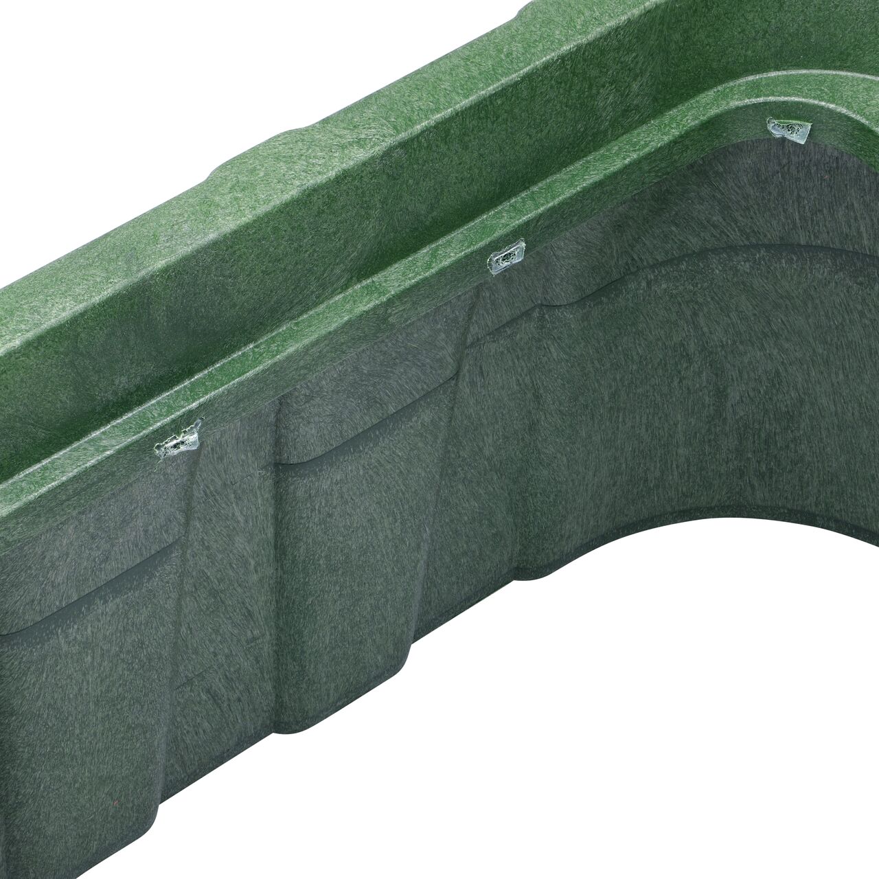 Closeup view of the inside reinforced edges on the NDS 13 in. X 20 in. Rectangular Pro-Spec® Series Valve Box and Cover (NDS 318B)