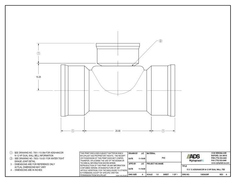 15 x 12 HP Tee Nyloplast Detail
