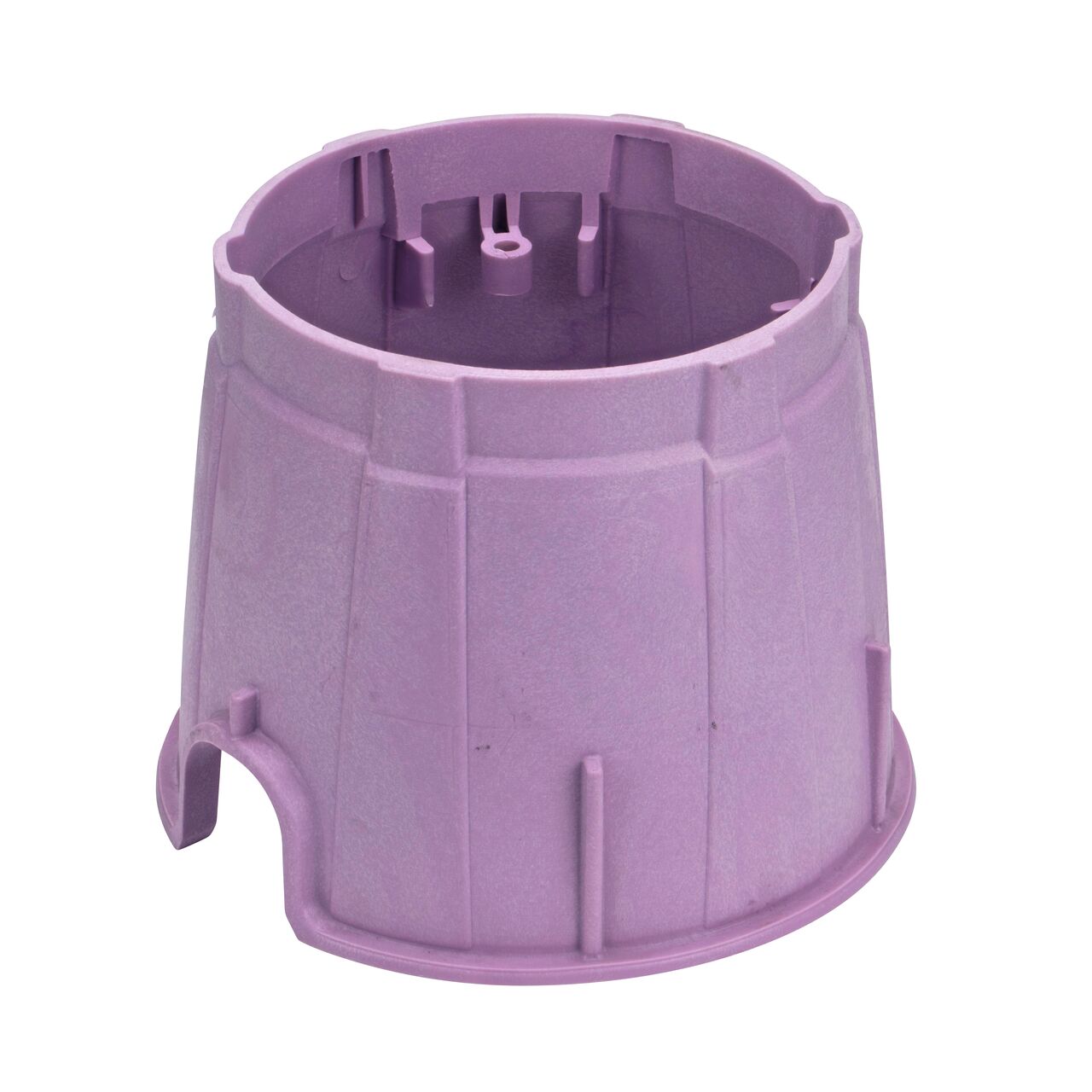 The durable purple plastic 10 in. Round Pro-Spec® Series Valve Box (NDS 312PBCR) has a height of 10 in. and is engineered for superior strength with structural reinforcing ribs