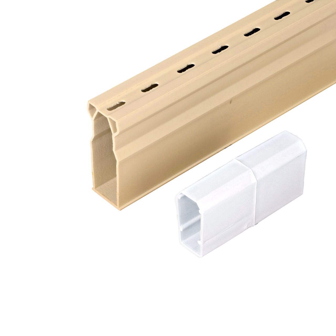 Unassembled Micro Channel™ Drain & Integrated Grate, 1-1/4 in. wide X 5 ft. long, Sand Plastic, with Coupling (NDS 8002, NDS 8481) for draining small flows of stormwater