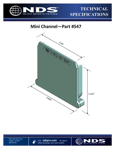 NDS Mini™ Channel Drain End Cap Tech Spec