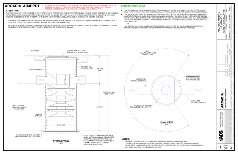 Arcadia 4 HP Manhole DI Flat Top Detail