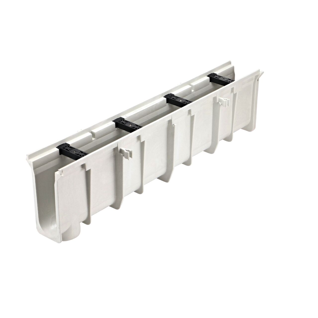 NDS Dura Slope Channel Drain, 11.05 in.to 11.39 in. Deep, with tongue joints facing camera (NDS DS-112)