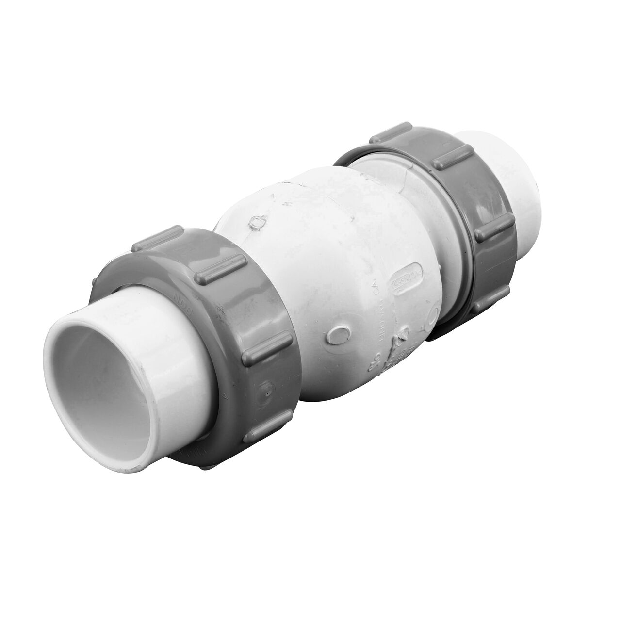 NDS White 1-1/2 in. slip end by slip end PVC True Union Spring Check Valve with 1/2 lb. Spring (NDS 1700-15)