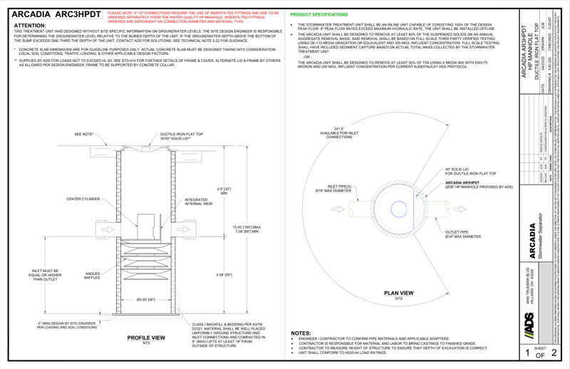 Arcadia 3 HP Manhole DI Flat Top Detail