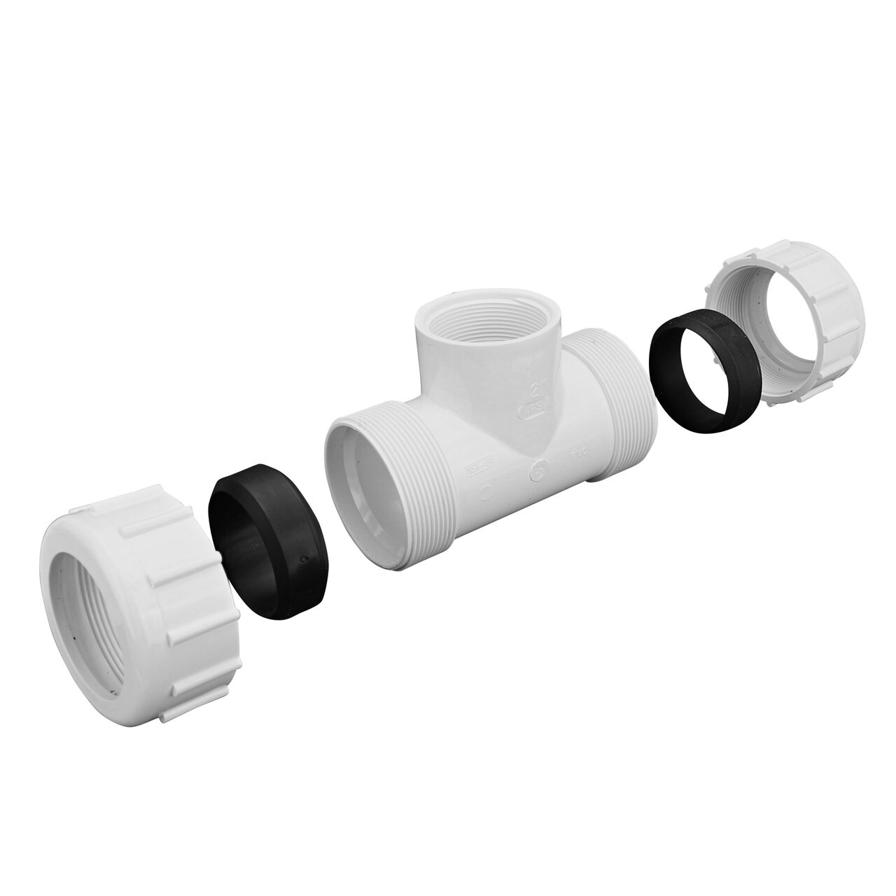 The NDS 2 in. IPS UC X FPT Compression Tee has two ends that connect onto 2 in. IPS pipe ends and one FPT end that threads onto a 2 in. pipe end that forms a "T" intersection from one pipeline and create a lateral branch in your flow system (NDS CPT-0750-T)