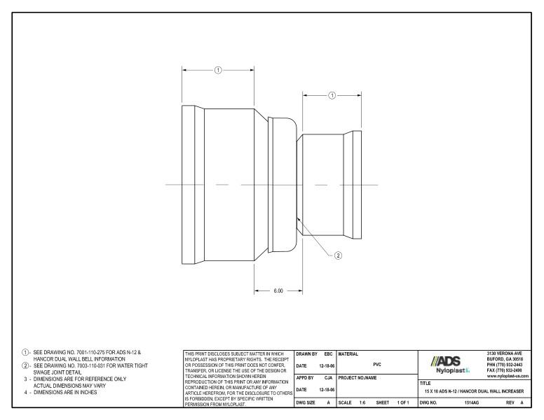 15 x 10 N-12 Dual Wall Increaser Nyloplast Detail