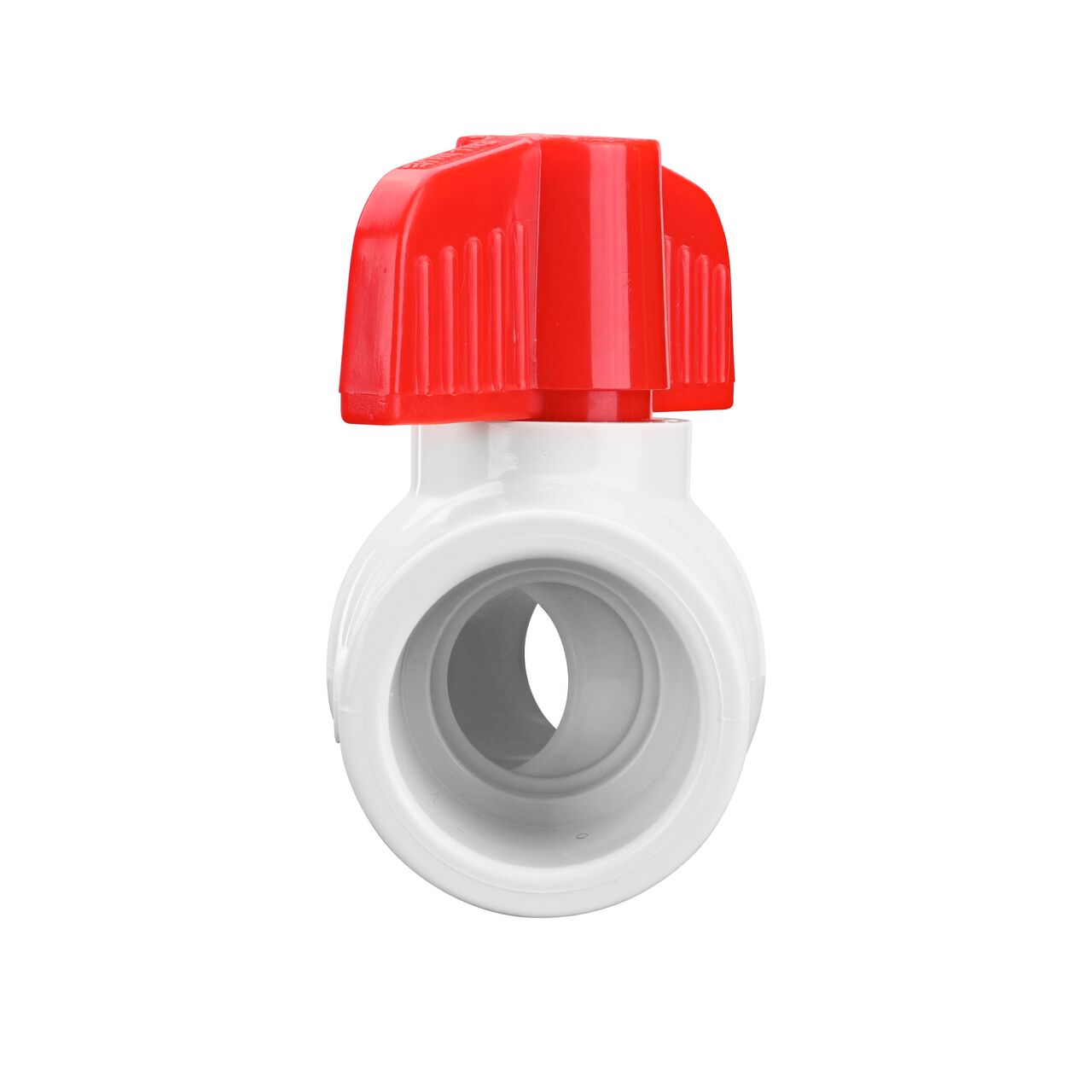 Rotate the handle to easily open or close the valve ball that controls water flow on the NDS 1 in. CPVC CTS Ball Valve (NDS C1310-10)