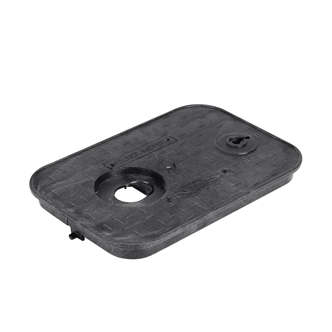 The NDS 14 in. X 19 in. Rectangular AMR Meter Box Cover is a locking Black Cover with Water Meter markings on the overlapping lid (NDS D12AMR-OLLOCTRL) with 4 in. Recess