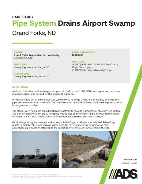 Pipe System Drains Airport Swamp (Grand Forks, ND) Case Study