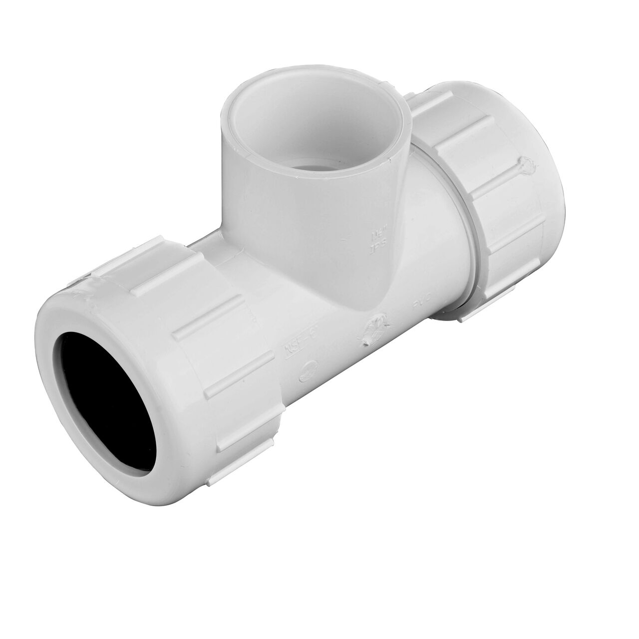 The NDS 1-1/2 in. IPS UC X S Compression Tee connect three sections of pipe to create a lateral branch in your flow system (NDS CPT-1500-S)