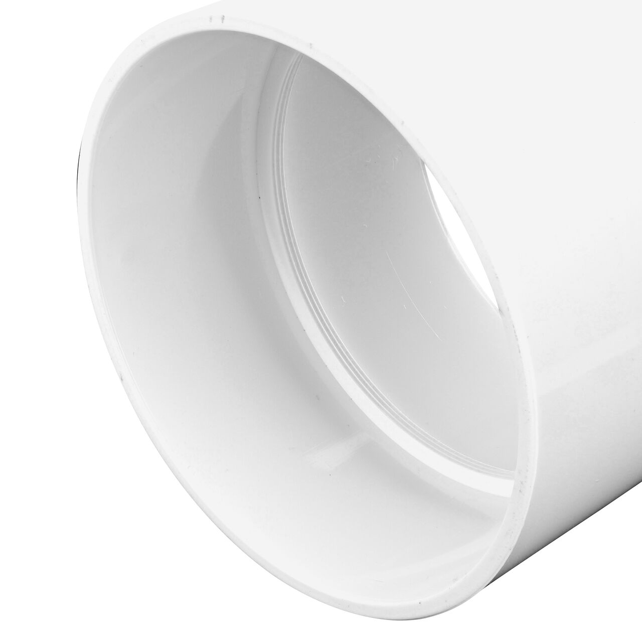 Closeup of the hub of the NDS 4 in. PVC Sewer and Drain Coupling (NDS 4P05*, NDS 4P05, NDS 4P05_BULK, NDS L4P05)