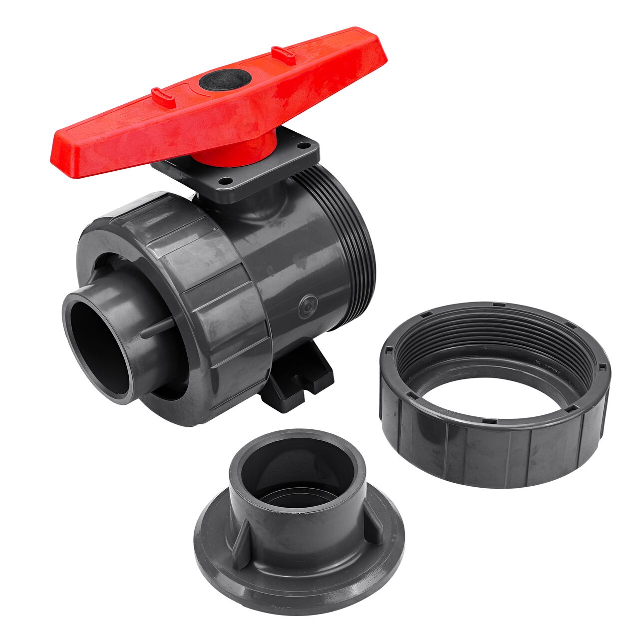 PVC True Union Ball Valve ends unscrewed and are removable for easy irrigation maintenance (BTU-2500-SE)