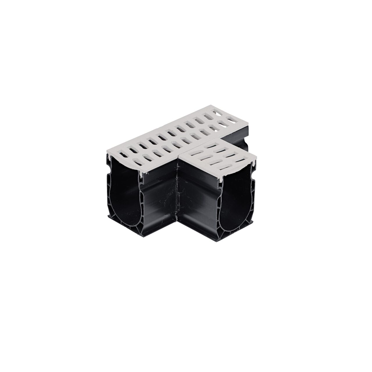 Uninstalled NDS Gray Slim Channel™ Drain Tee and Grate (NDS 9373)