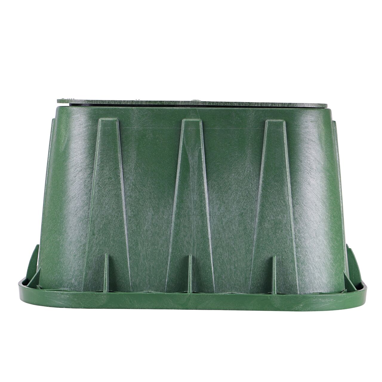 Side view of the longer length side of the NDS 14 in. x 19 in. Rectangular Pro-Spec® Series Valve Box & Sewer Cover (NDS 314BCBS) which is engineered for superior strength with structural reinforcing ribs