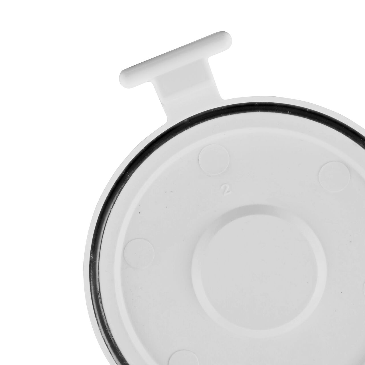 Closeup of the elastomeric gasket in the flapper which creates a watertight seal on the NDS 4 in. White PVC Backwater Valve with Adapter (NDS 475PS) and is replaceable