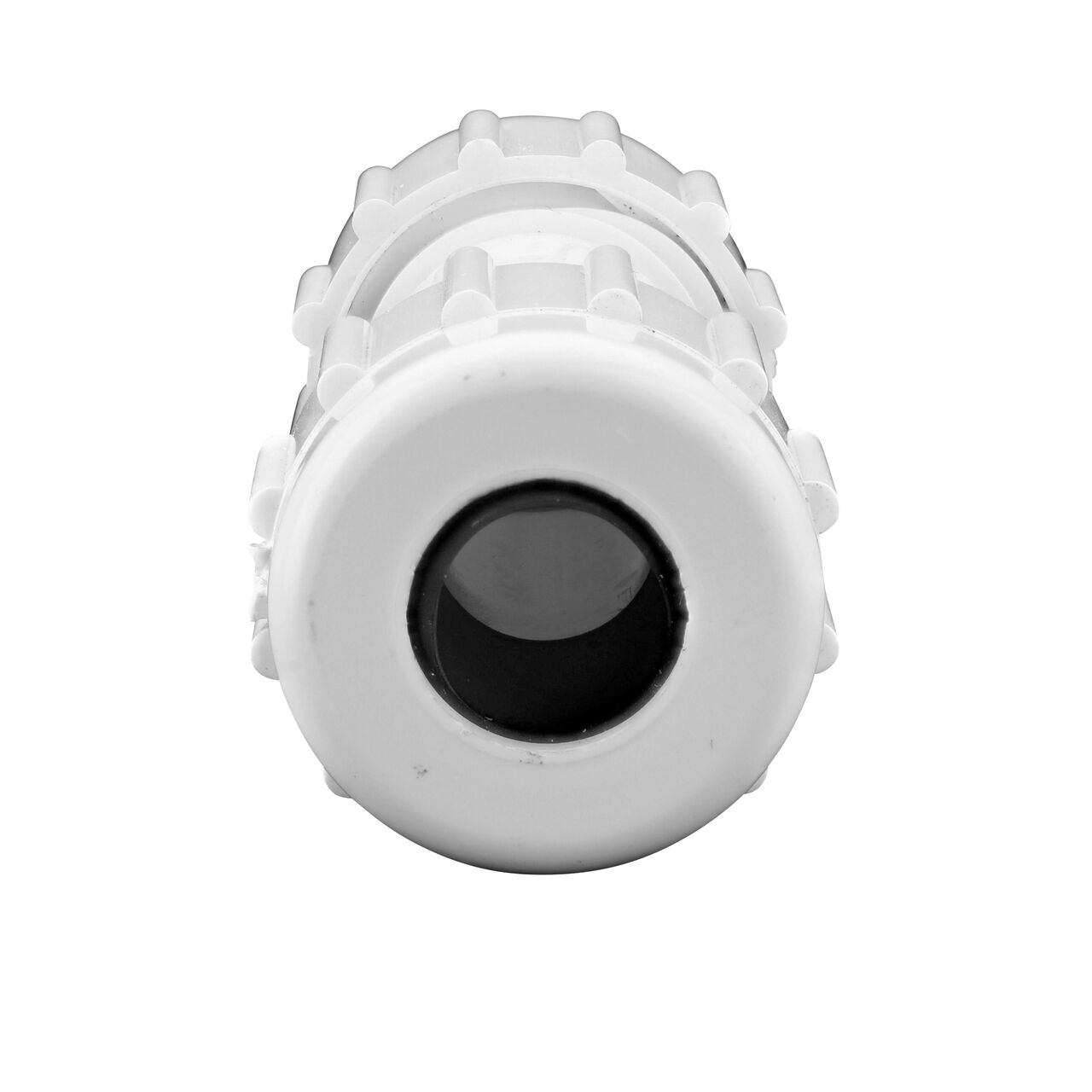 The NDS 1/2 in. CTS UC Compression Coupling showing the gasket inside the adjustable nut that secures it in place once installed (NDS CCC-0500)