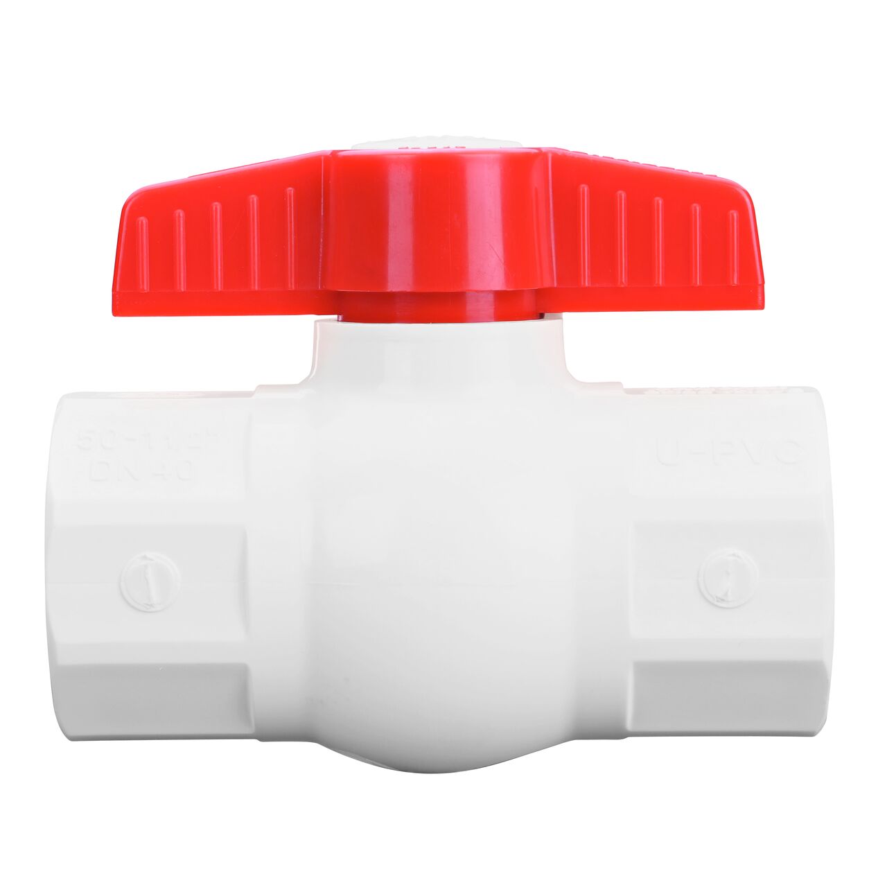 NDS PVC IPS Ball Valve is  leak-resistant valve connects two 1-1/2 in. Sch. 40 pipe ends in an irrigation or other pressurized system and helps prevent costly property damage, pipe corrosion, and system issues (NDS E1410-15)
