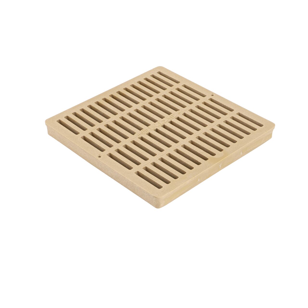 Hero shot of the NDS 12 in. Square Catch Basin Drain Grate, Sand Plastic (NDS 1212S) which fits on a 12 in. catch basin drain