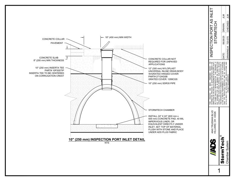 StormTech Inspection Port Inlet Detail