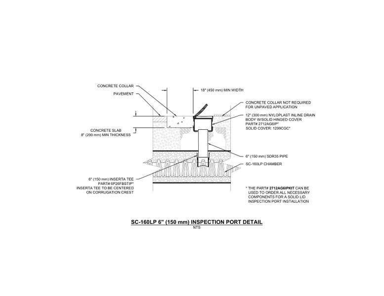 SC-160LP 6" (150 mm) StormTech Inspection Port Detail