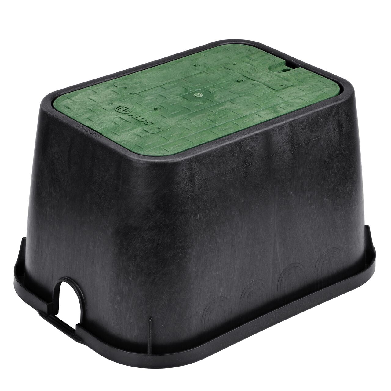The NDS 14 in. X 19 in. Rectangular Standard Series Valve Box and Cover is a 12 in. high Black Box and Green Cover with Irrigation Control Valve markings on the drop-in lid (NDS 113BCD) and protects underground irrigation and sprinkler system components and keeps them out of sight