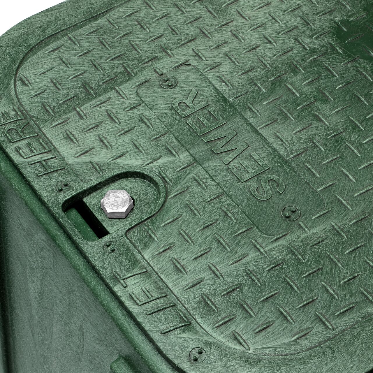 The valve box lid and bolt securely in place on the NDS 14 in. x 19 in. Rectangular Pro-Spec® Series Green Box and Green Sewer Cover (NDS 314BCBS) keeping components protected against the elements, foot traffic, lawn care equipment, and potential vandalism while keeping them out of sight